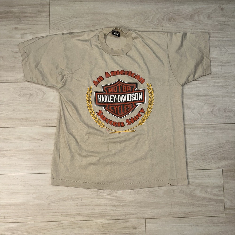 Vintage 80s Harley Davidson Shirt Size Large American Success Story Biker Eagle - Picture 2 of 8